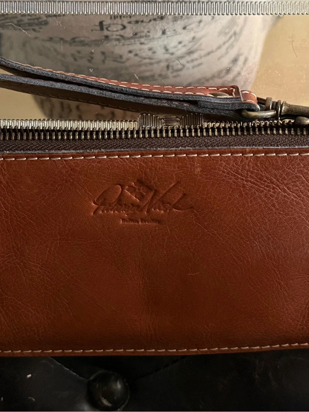 Patricia Nash Brown Leather Zip Wristlet Pouch